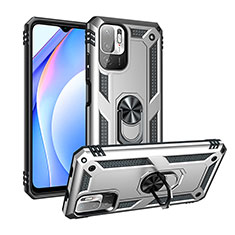 Custodia Silicone e Plastica Opaca Cover con Magnetico Anello Supporto MQ3 per Xiaomi Redmi Note 11 SE 5G Argento