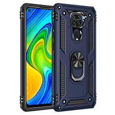 Custodia Silicone e Plastica Opaca Cover con Magnetico Anello Supporto MQ3 per Xiaomi Redmi Note 9 Blu