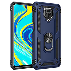 Custodia Silicone e Plastica Opaca Cover con Magnetico Anello Supporto MQ3 per Xiaomi Redmi Note 9 Pro Blu