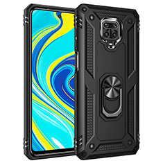 Custodia Silicone e Plastica Opaca Cover con Magnetico Anello Supporto MQ3 per Xiaomi Redmi Note 9 Pro Nero