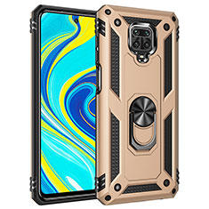 Custodia Silicone e Plastica Opaca Cover con Magnetico Anello Supporto MQ3 per Xiaomi Redmi Note 9S Oro