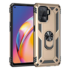 Custodia Silicone e Plastica Opaca Cover con Magnetico Anello Supporto MQ4 per Oppo F19 Pro Oro