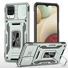 Custodia Silicone e Plastica Opaca Cover con Magnetico Anello Supporto MQ4 per Samsung Galaxy A12 5G Grigio