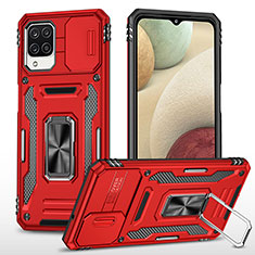 Custodia Silicone e Plastica Opaca Cover con Magnetico Anello Supporto MQ4 per Samsung Galaxy A12 5G Rosso