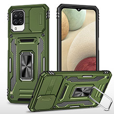 Custodia Silicone e Plastica Opaca Cover con Magnetico Anello Supporto MQ4 per Samsung Galaxy A12 5G Verde