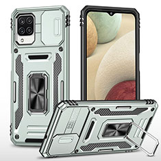 Custodia Silicone e Plastica Opaca Cover con Magnetico Anello Supporto MQ4 per Samsung Galaxy A12 Nacho Grigio