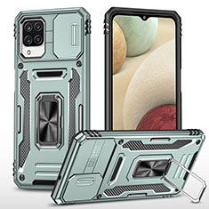 Custodia Silicone e Plastica Opaca Cover con Magnetico Anello Supporto MQ4 per Samsung Galaxy A12 Nacho Verde Pastello