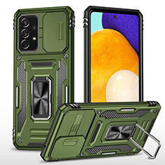 Custodia Silicone e Plastica Opaca Cover con Magnetico Anello Supporto MQ4 per Samsung Galaxy A52s 5G Verde