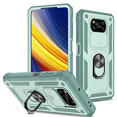 Custodia Silicone e Plastica Opaca Cover con Magnetico Anello Supporto MQ4 per Xiaomi Poco X3 Pro Verde
