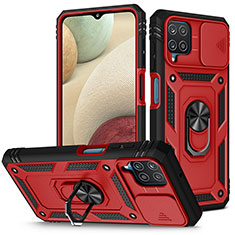 Custodia Silicone e Plastica Opaca Cover con Magnetico Anello Supporto MQ5 per Samsung Galaxy A12 5G Rosso
