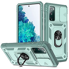 Custodia Silicone e Plastica Opaca Cover con Magnetico Anello Supporto MQ5 per Samsung Galaxy S20 FE (2022) 5G Azzurro