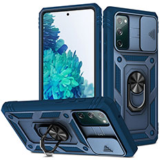 Custodia Silicone e Plastica Opaca Cover con Magnetico Anello Supporto MQ5 per Samsung Galaxy S20 FE (2022) 5G Blu