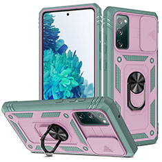 Custodia Silicone e Plastica Opaca Cover con Magnetico Anello Supporto MQ5 per Samsung Galaxy S20 FE 4G Rosa Caldo