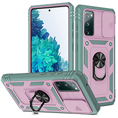 Custodia Silicone e Plastica Opaca Cover con Magnetico Anello Supporto MQ5 per Samsung Galaxy S20 FE 5G Rosa Caldo
