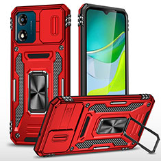 Custodia Silicone e Plastica Opaca Cover con Magnetico Anello Supporto MQ6 per Motorola Moto E13 Rosso