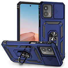 Custodia Silicone e Plastica Opaca Cover con Magnetico Anello Supporto MQ6 per Motorola Moto G 5G (2023) Blu