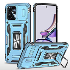 Custodia Silicone e Plastica Opaca Cover con Magnetico Anello Supporto MQ6 per Motorola Moto G13 Azzurro