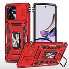 Custodia Silicone e Plastica Opaca Cover con Magnetico Anello Supporto MQ6 per Motorola Moto G13 Rosso