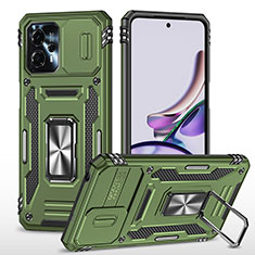 Custodia Silicone e Plastica Opaca Cover con Magnetico Anello Supporto MQ6 per Motorola Moto G13 Verde