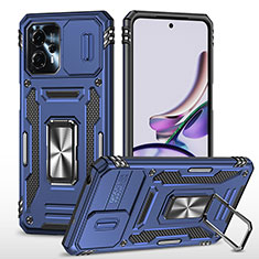 Custodia Silicone e Plastica Opaca Cover con Magnetico Anello Supporto MQ6 per Motorola Moto G23 Blu