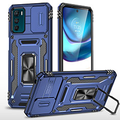 Custodia Silicone e Plastica Opaca Cover con Magnetico Anello Supporto MQ6 per Motorola Moto G42 Blu