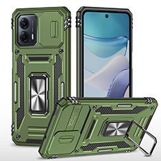 Custodia Silicone e Plastica Opaca Cover con Magnetico Anello Supporto MQ6 per Motorola Moto G53j 5G Verde