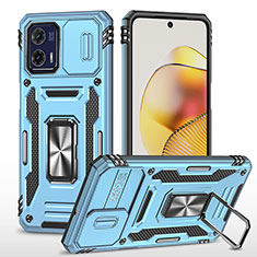 Custodia Silicone e Plastica Opaca Cover con Magnetico Anello Supporto MQ6 per Motorola Moto G73 5G Azzurro