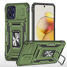 Custodia Silicone e Plastica Opaca Cover con Magnetico Anello Supporto MQ6 per Motorola Moto G73 5G Verde