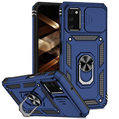 Custodia Silicone e Plastica Opaca Cover con Magnetico Anello Supporto MQ6 per Samsung Galaxy A02s Blu