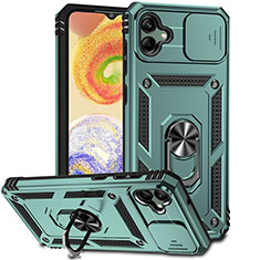 Custodia Silicone e Plastica Opaca Cover con Magnetico Anello Supporto MQ6 per Samsung Galaxy A04 4G Verde