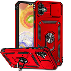Custodia Silicone e Plastica Opaca Cover con Magnetico Anello Supporto MQ6 per Samsung Galaxy A04E Rosso