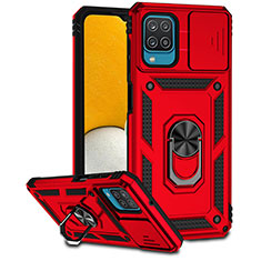 Custodia Silicone e Plastica Opaca Cover con Magnetico Anello Supporto MQ6 per Samsung Galaxy A12 Nacho Rosso