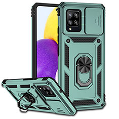 Custodia Silicone e Plastica Opaca Cover con Magnetico Anello Supporto MQ6 per Samsung Galaxy A42 5G Verde