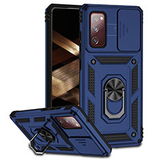 Custodia Silicone e Plastica Opaca Cover con Magnetico Anello Supporto MQ6 per Samsung Galaxy S20 FE (2022) 5G Blu