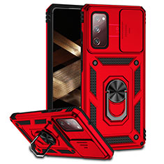 Custodia Silicone e Plastica Opaca Cover con Magnetico Anello Supporto MQ6 per Samsung Galaxy S20 FE 5G Rosso