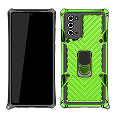 Custodia Silicone e Plastica Opaca Cover con Magnetico Anello Supporto N03 per Samsung Galaxy Note 20 5G Verde Pastello