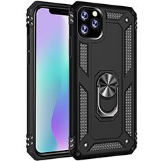 Custodia Silicone e Plastica Opaca Cover con Magnetico Anello Supporto per Apple iPhone 11 Pro Max Nero