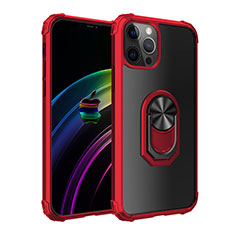 Custodia Silicone e Plastica Opaca Cover con Magnetico Anello Supporto per Apple iPhone 12 Pro Max Rosso