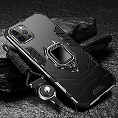 Custodia Silicone e Plastica Opaca Cover con Magnetico Anello Supporto per Apple iPhone 13 Pro Max Nero