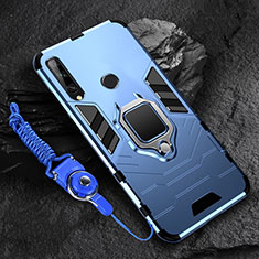 Custodia Silicone e Plastica Opaca Cover con Magnetico Anello Supporto per Huawei Enjoy 10 Plus Blu