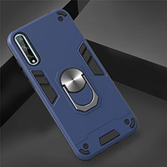 Custodia Silicone e Plastica Opaca Cover con Magnetico Anello Supporto per Huawei Enjoy 10S Cielo Blu