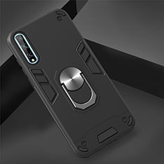 Custodia Silicone e Plastica Opaca Cover con Magnetico Anello Supporto per Huawei Enjoy 10S Nero
