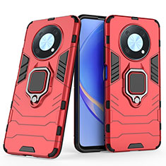 Custodia Silicone e Plastica Opaca Cover con Magnetico Anello Supporto per Huawei Enjoy 50 Pro Rosso