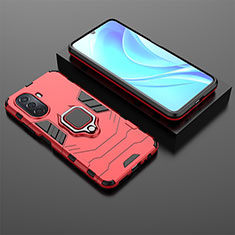 Custodia Silicone e Plastica Opaca Cover con Magnetico Anello Supporto per Huawei Enjoy 50 Rosso