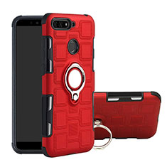 Custodia Silicone e Plastica Opaca Cover con Magnetico Anello Supporto per Huawei Enjoy 8e Rosso