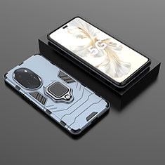 Custodia Silicone e Plastica Opaca Cover con Magnetico Anello Supporto per Huawei Honor 100 Pro 5G Blu