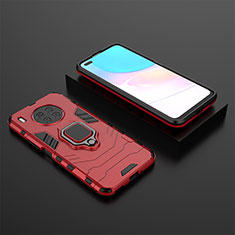Custodia Silicone e Plastica Opaca Cover con Magnetico Anello Supporto per Huawei Honor 50 Lite Rosso