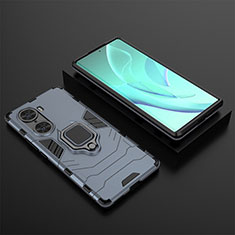 Custodia Silicone e Plastica Opaca Cover con Magnetico Anello Supporto per Huawei Honor 60 5G Blu