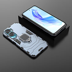 Custodia Silicone e Plastica Opaca Cover con Magnetico Anello Supporto per Huawei Honor 90 Lite 5G Blu