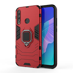 Custodia Silicone e Plastica Opaca Cover con Magnetico Anello Supporto per Huawei Honor 9C Rosso